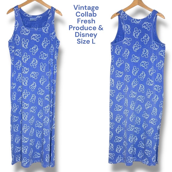 Vintage Fresh Produce x Disney Mickey Mouse Blue Tank Dress Size L - Picture 1 of 7